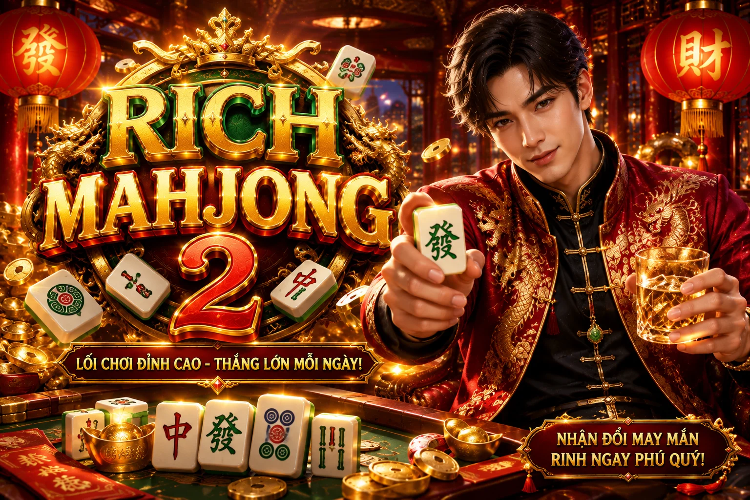 Thanh hệ số nhân điểm tăng dần qua từng lượt rơi bài trong 777X Rich Mahjong 2